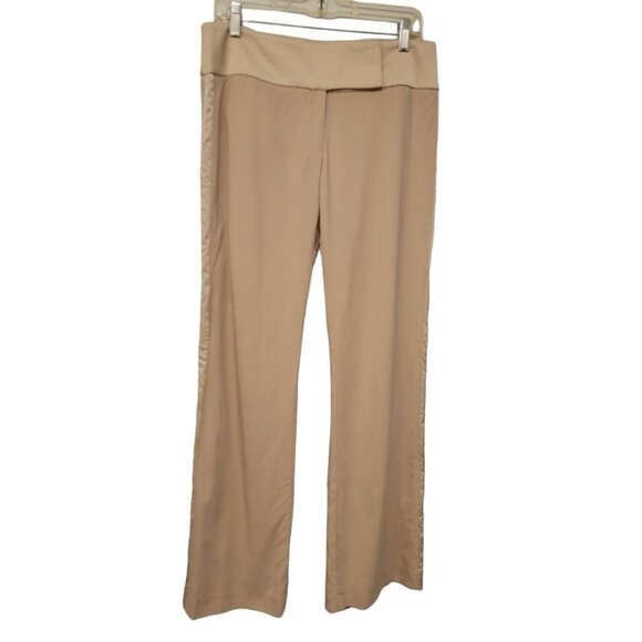 KAREN MILLEN Dress Pants England Beige Wool Blend Trouser Flared Womens Sz 8 EUC - Picture 1 of 9